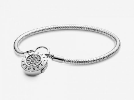 Pandora Moments Pavé Padlock Clasp Snake Chain Bracelet FOR MISTRESS EMMA